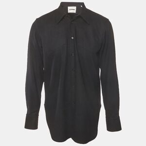 Jil Sander Black Felt Button Front Long Sleeve Shirt L